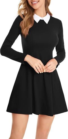 GUBERRY Womens Long Sleeve Peter Pan Collar Halloween Fit and Flare Skater Dress in Kuwait