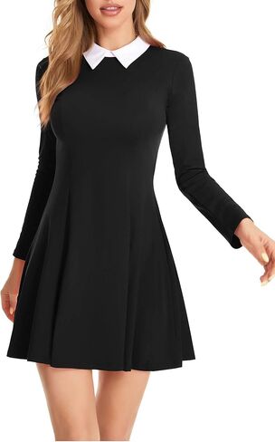 GUBERRY Womens Long Sleeve Peter Pan Collar Halloween Fit and Flare Skater Dress in Kuwait