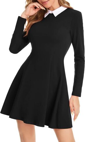 GUBERRY Womens Long Sleeve Peter Pan Collar Halloween Fit and Flare Skater Dress in Kuwait