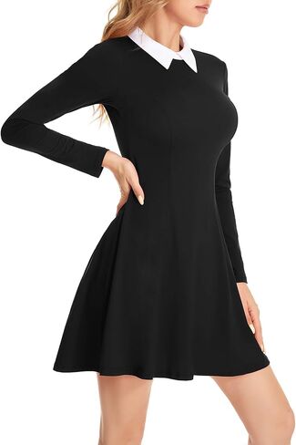GUBERRY Womens Long Sleeve Peter Pan Collar Halloween Fit and Flare Skater Dress in Kuwait