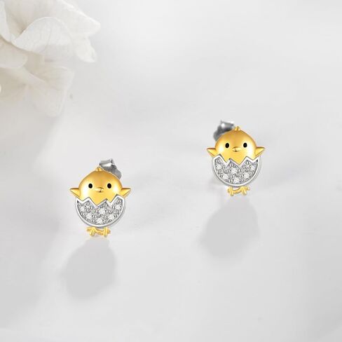 Chicken Earrings S925 Sterling Silver Chicken turkey Stud Earrings Chicken Thanksgiving Christmas Jewelry Gifts for Women Girls for Chicken Lovers in Kuwait
