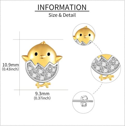 Chicken Earrings S925 Sterling Silver Chicken turkey Stud Earrings Chicken Thanksgiving Christmas Jewelry Gifts for Women Girls for Chicken Lovers in Kuwait