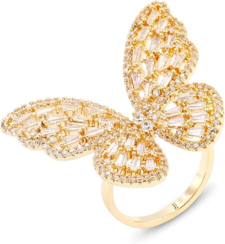 Lavencious Art Cocktail Butterfly Fashion Ring Size Adjustable from 6-8.5 Cubic Zirconia Jewelry for Women in Kuwait