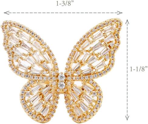 Lavencious Art Cocktail Butterfly Fashion Ring Size Adjustable from 6-8.5 Cubic Zirconia Jewelry for Women in Kuwait