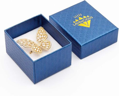 Lavencious Art Cocktail Butterfly Fashion Ring Size Adjustable from 6-8.5 Cubic Zirconia Jewelry for Women in Kuwait