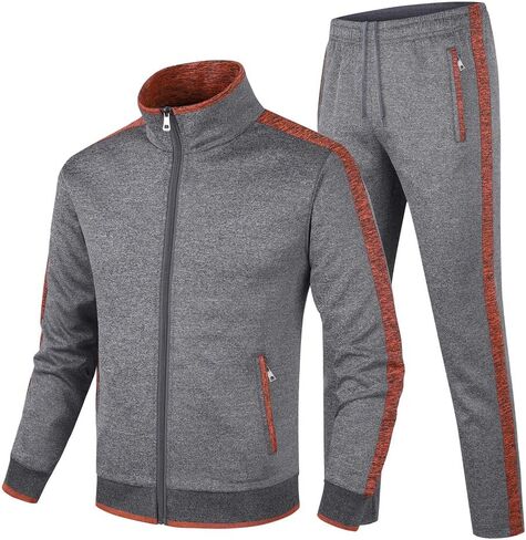 Men's Casual Tracksuit Long Sleeve Sweatsuit Athletic Set Full Zip Running Jogging Sports Jacket and Pants in Kuwait