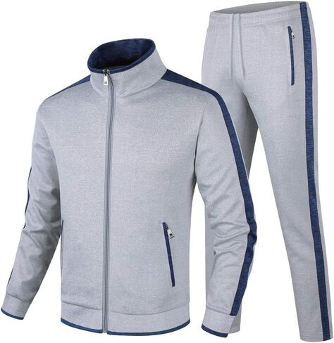 Men's Casual Tracksuit Long Sleeve Sweatsuit Athletic Set Full Zip Running Jogging Sports Jacket and Pants in Kuwait