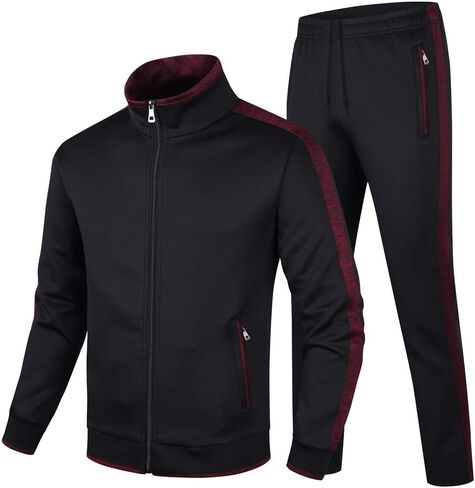 Men's Casual Tracksuit Long Sleeve Sweatsuit Athletic Set Full Zip Running Jogging Sports Jacket and Pants in Kuwait