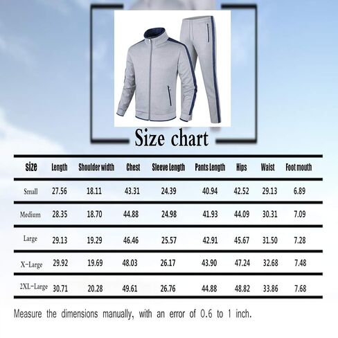 Men's Casual Tracksuit Long Sleeve Sweatsuit Athletic Set Full Zip Running Jogging Sports Jacket and Pants in Kuwait