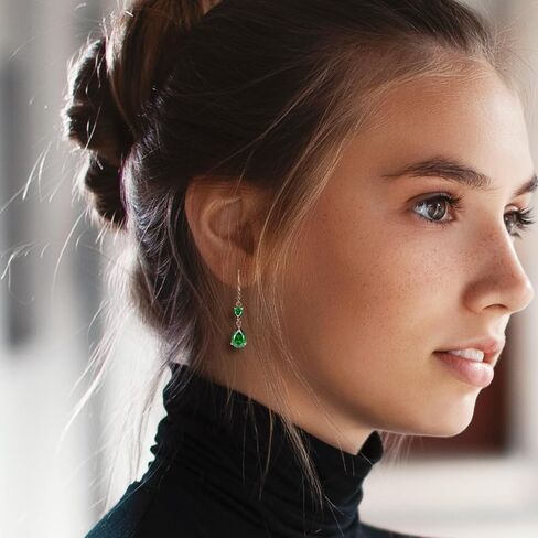 Raymard 925 Sterling Silver Pear Cut Birthstone Earrings, Teardrop Dangle Leverback Earrings for Women, Prom Jewelry Gifts in Kuwait