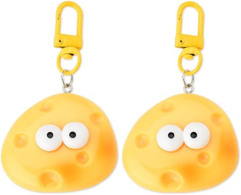 Cute Cheese Charm Keychains for Girls Yellow Big Eyes Cartoon Cheese Keychian Gift for Friends Couples Clothing Bag Accessories BFF Bestie Gift for Cheeses Lovers in Saudi Arabia