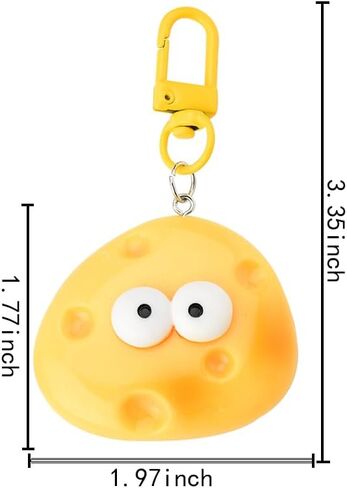 Cute Cheese Charm Keychains for Girls Yellow Big Eyes Cartoon Cheese Keychian Gift for Friends Couples Clothing Bag Accessories BFF Bestie Gift for Cheeses Lovers in Saudi Arabia