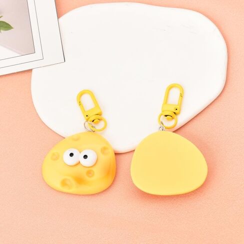 Cute Cheese Charm Keychains for Girls Yellow Big Eyes Cartoon Cheese Keychian Gift for Friends Couples Clothing Bag Accessories BFF Bestie Gift for Cheeses Lovers in Saudi Arabia