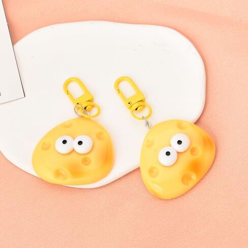 Cute Cheese Charm Keychains for Girls Yellow Big Eyes Cartoon Cheese Keychian Gift for Friends Couples Clothing Bag Accessories BFF Bestie Gift for Cheeses Lovers in Saudi Arabia