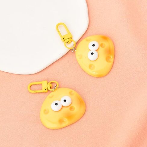 Cute Cheese Charm Keychains for Girls Yellow Big Eyes Cartoon Cheese Keychian Gift for Friends Couples Clothing Bag Accessories BFF Bestie Gift for Cheeses Lovers in Saudi Arabia