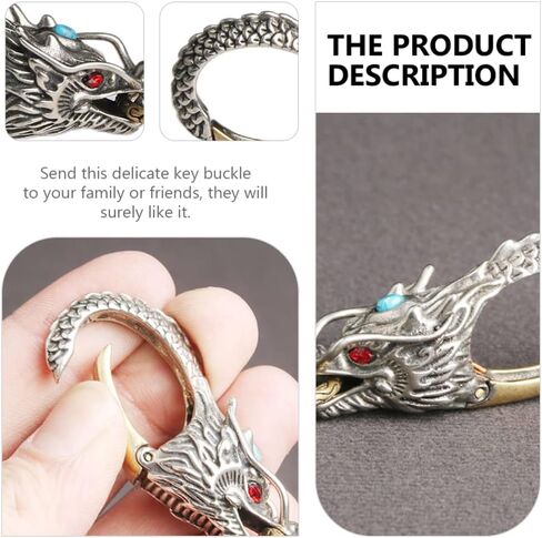 سلسلة مفاتيح على شكل رأس التنين من BESPORTBLE، سلسلة مفاتيح عتيقة من فنغ شوي، خرزة التنين الصيني، حلقة مفاتيح لحسن الحظ، حامل مفاتيح السيارة، حقيبة سحرية معلقة لنجاح الثروة بأمان in Kuwait