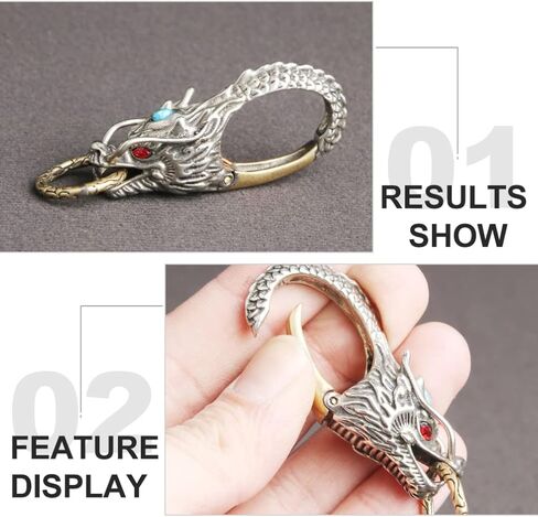 سلسلة مفاتيح على شكل رأس التنين من BESPORTBLE، سلسلة مفاتيح عتيقة من فنغ شوي، خرزة التنين الصيني، حلقة مفاتيح لحسن الحظ، حامل مفاتيح السيارة، حقيبة سحرية معلقة لنجاح الثروة بأمان in Kuwait