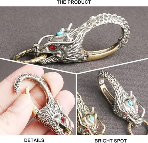 سلسلة مفاتيح على شكل رأس التنين من BESPORTBLE، سلسلة مفاتيح عتيقة من فنغ شوي، خرزة التنين الصيني، حلقة مفاتيح لحسن الحظ، حامل مفاتيح السيارة، حقيبة سحرية معلقة لنجاح الثروة بأمان in Kuwait