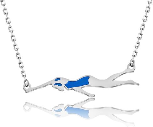 FEELMEM Swimming Necklace Swimming Lover Gifts with Inspirational Swim Team Gift Swim Coach Necklace Swimming Girl Gift in Kuwait
