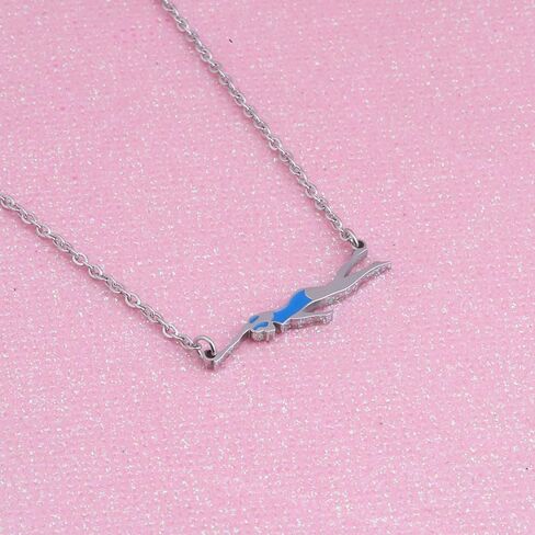 FEELMEM Swimming Necklace Swimming Lover Gifts with Inspirational Swim Team Gift Swim Coach Necklace Swimming Girl Gift in Kuwait