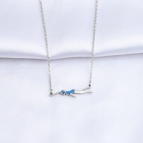 FEELMEM Swimming Necklace Swimming Lover Gifts with Inspirational Swim Team Gift Swim Coach Necklace Swimming Girl Gift in Kuwait