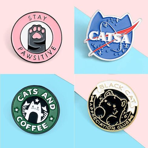 دبابيس زينة لمخلب القهوة على شكل قطة من Cat Planet Coffee Paw Pins Cats Club, 3.14in*3.14in*0.78in, بورسلين, بدون أحجار كريمة in Kuwait