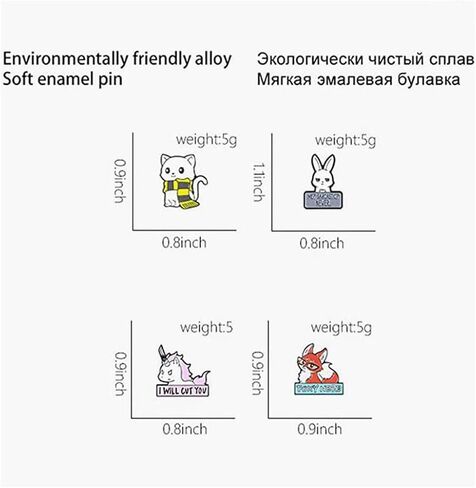4 قطعة الحيوان الإبداعي الثعلب وحيد القرن القط أرنب المينا دبوس الملابس قميص الجينز بروش شارة دبابيس سحرية دبابيس معدنية للنساء in Kuwait