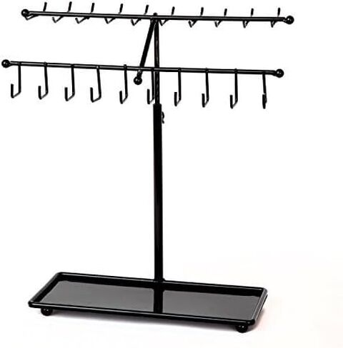 حامل عرض قابل للتعديل ارتفاع أسود معدني 30 خطاف قلادة / سوار مجوهرات منظم منظم من Arad in Kuwait