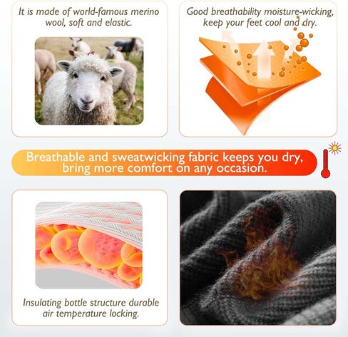 جوارب DarkCom للرجال والنساء للتزلج قابلة للتنفس، جوارب تزلج من صوف ميرينو دافئة ومريحة للتزلج على الجليد in Kuwait