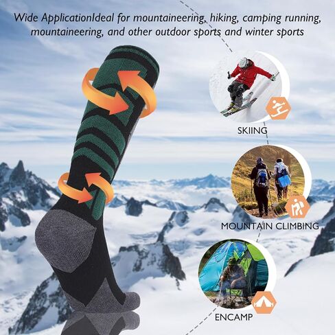 جوارب DarkCom للرجال والنساء للتزلج قابلة للتنفس، جوارب تزلج من صوف ميرينو دافئة ومريحة للتزلج على الجليد in Kuwait