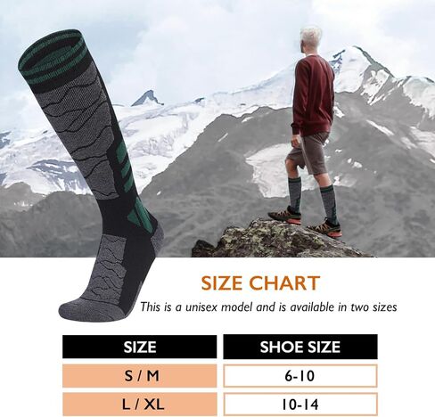 جوارب DarkCom للرجال والنساء للتزلج قابلة للتنفس، جوارب تزلج من صوف ميرينو دافئة ومريحة للتزلج على الجليد in Kuwait