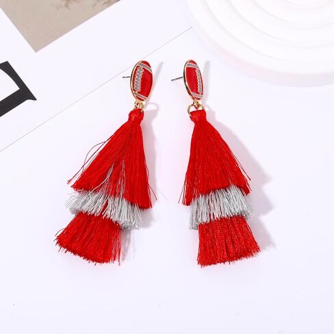 Game Day Earrings Sport Football Tassel Drop Earrings Fun Team Color Statement Earrings Game Day Team Supports Fan Jewelry Gift in Kuwait