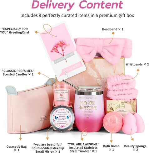 هدايا عيد ميلاد Giftota للنساء - سلة الهدايا - باقة العناية - صندوق هدايا فريد من نوعه - هدايا التفكير فيك - مجموعة هدايا الاسترخاء - أفضل الهدايا لها in Kuwait