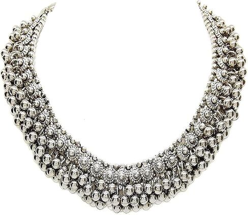Siddhatva Antique Designer Indian Silver Oxidized Ethnic Traditional Gypsy Tribal Bohemian Tribal Afghani Choker Necklace Jewelry Women in Saudi Arabia