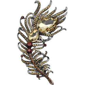 Gyn&Joy Antique Peacock Feather Turquoise Rhinestone Crystal Brooch Pin in Saudi Arabia