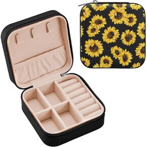 Emelivor Highland Cow Travel Jewelry Case PU Leather Portable Jewelry Box Jewelry Travel Organizer Small Jewelry Box for Ring Earring Gifts Bracelet Display Box Holder for Women Girls