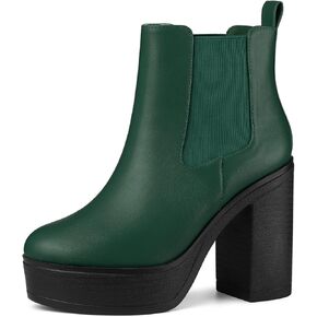 Allegra K Women's Platform Chunky High Heels Chelsea Ankle Boots in Kuwait