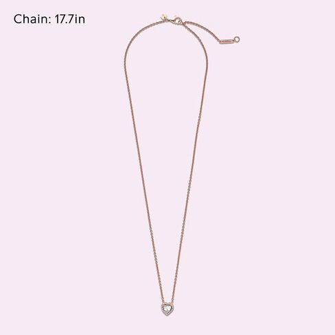 Pandora Sparkling Heart Collier Necklace - Adjustable Jewelry with Lobster Clasp - Great Gift for Her - 14k Rose Gold & Cubic Zirconia - 17.7" in Saudi Arabia