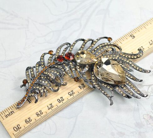 Gyn&Joy Antique Peacock Feather Turquoise Rhinestone Crystal Brooch Pin in Kuwait