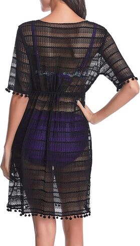 Costyleen Womens Summer Sexy See-Through Bikini Cover up Sun Protective Beach Dress in Kuwait