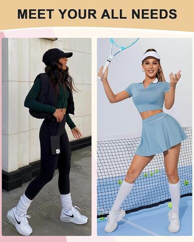 BLONGW 4 أزواج من الجوارب النسائية المحبوكة للركبة عالية التمهيد جوارب طويلة دافئة ومريحة من القطن in Kuwait