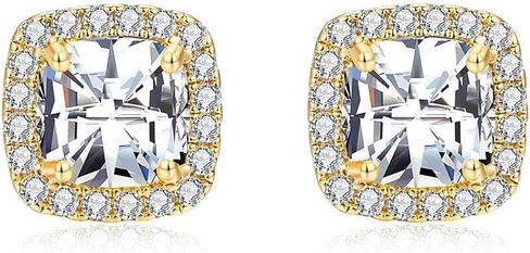14K Gold Plated Earrings Cubic Zirconia Simulated Diamond Stud Earrings for Women Men (2 Pairs) in Kuwait