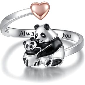925 Sterling Silver Mama Ring Animals I Love You Forever Jewelry for Mother Daughter Nana Women Polar Bear Panda Bunny Penguin Adjustable Rings Christams Mothers Day Gift in Kuwait