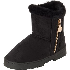 bebe Girls' Winter Boots - Faux Shearling Booties with Charm Side Zip - Boots for Girls - Fuzzy House Shoe Slippers (11-4) in Saudi Arabia