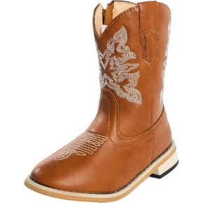 NORTY Unisex Little Kid Cowboy Boots for Girls and Boys - Stylish Faux Leather Cowboy Boots