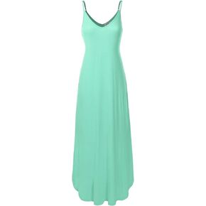 danibe Women's Casual Loose Fit Long Cami Maxi Dress with Pockets (XS-XXL)