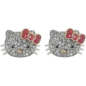 trending jewels Silver Plated Hellokitty Stud Earrings - with CZ Crystals - Kitty Size 15mm in Saudi Arabia