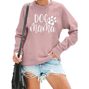 سويت شيرت نسائي من ALLTB Dog Mom، بلوفر لطيف للكلاب، بأكمام طويلة مطبوع عليه حروف