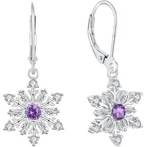 Starchenie Snowflake Dangle Drop Earrings 925 Sterling Silver Leverback Earrings Gemstones Jewelry Gift for Women