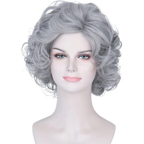 Missuhair Old Lady Costume Wig for Women Short Grey Curly Grandma Wig Anniversary Party Hair in Saudi Arabia